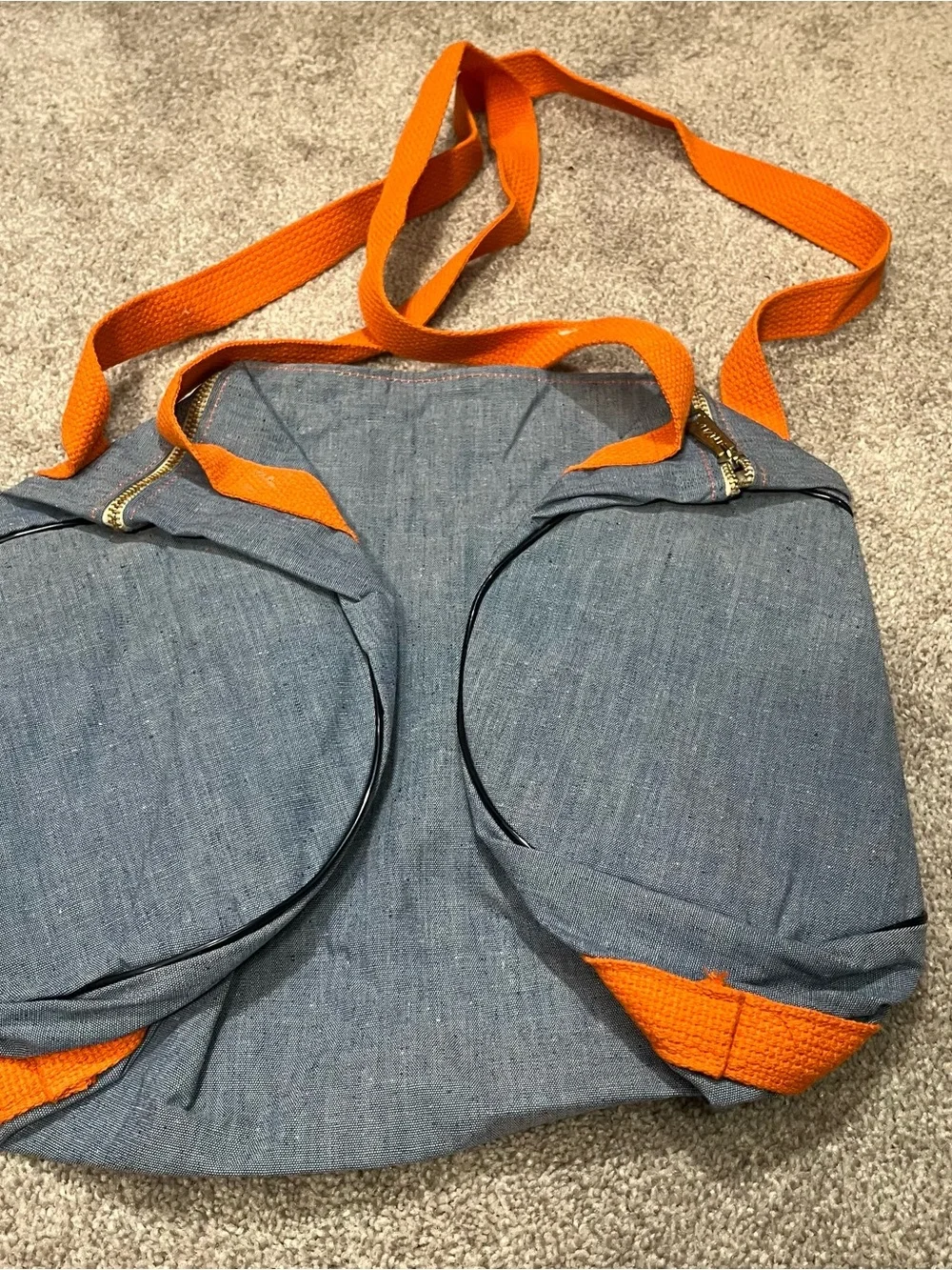 Vintage Pringles Duffle Adult Denim Zippered Shoulder Bag Mustache Logo Promo